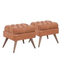 Conj. 02 Pufe Decorativo Pé Palito Capitonê Gales