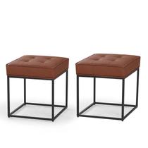 Conj. 02 Pufe Estilo Industrial Quadrado Pés Metal Croata