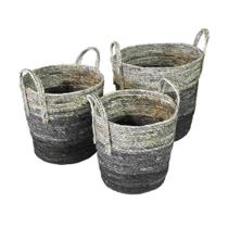 Conj. 03 Cestos Fibra Natural Cinza Degrade Conj. 03 Cestos Fibra Natural Cinza Degrade
