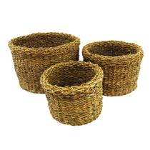 Conj 03 Cestos Menores em Rattan Redondo Conj 03 Cestos Menores em Rattan Redondo