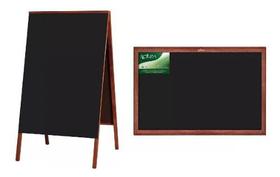 CONJ 1 Cavalete de Calçada Quadro Negro Cor Mogno DUPLA FACE 100 X 60 cm (1,20X60 cm Com Pernas) 2121 + 1 Quadro Negro 70 X 50 cm Moldura Madeira Cor