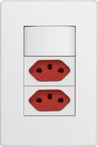 Conj. 1 Interruptor Paralelo 10A/250V + 2 Tomadas 2P+T 20A/250V (Fundo vermelho)