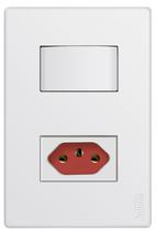 Conj. 1 Interruptor Simples 10A/250V + 1 Tomada 2P+T 10A/250V (Fundo vermelho)