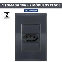 Conj 1 tomada 10a/250v liz grafite tramontina