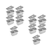 CONJ 10 CUBAS Gastronômicas Em INOX GN 1/3X150 mm 5,4 Litros + 10 TAMPAS 1/3 Em INOX Sem ABERTURA ZAHAV