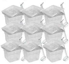 CONJ 10 CUBAS Gastronômicas Em POLICARBONATO GN 1/6X100 mm 1,5 Litros + 10 TAMPAS Em POLI Com ABERTURA + 10 CONCHAS Em POLI CAMBRO CONJ 10 CUBAS Gastronômicas Em POLICARBONATO GN 1/6X100 mm 1,5 Litros + 10 TAMPAS Em POLI Com ABERTURA + 10 CONCHAS Em POLI CAMBRO