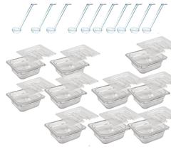 CONJ 10 CUBAS Gastronômicas Em POLICARBONATO GN 1/6X65 mm 900 ml + 10 TAMPAS 1/6 Em POLI Com ABERTURA + 10 CONCHAS Em POLI CAMBRO CONJ 10 CUBAS Gastronômicas Em POLICARBONATO GN 1/6X65 mm 900 ml + 10 TAMPAS 1/6 Em POLI Com ABERTURA + 10 CONCHAS Em POLI CAMBRO