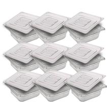 CONJ 10 CUBAS Gastronômicas Em POLICARBONATO GN 1/6X65 mm 900 ml + 10 TAMPAS POLI Sem ABERTURA SB