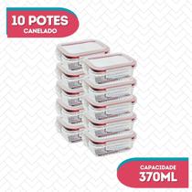 Conj 10 Pote Vidro Hermético Marmita Fit 370ml Microondas - Belo Vidro