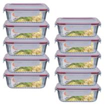 Conj. 10 Potes De Vidro Hermetico Retangular 370ml Canelado Conj. 10 Potes De Vidro Hermetico Retangular 370ml Canelado