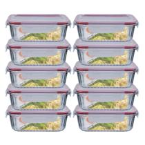 Conj. 10 Potes Vidro Retangular Mantimentos 1040ml Canelado Conj. 10 Potes Vidro Retangular Mantimentos 1040ml Canelado