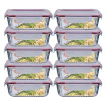 Conj. 10 Potes Vidro Retangular Mantimentos 1520ml Canelado Conj. 10 Potes Vidro Retangular Mantimentos 1520ml Canelado