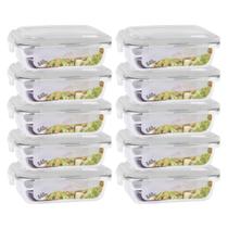 Conj. 10 Potes Vidro Retangular Mantimentos 640ml Conj. 10 Potes Vidro Retangular Mantimentos 640ml