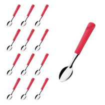 Conj 12 Colher de Chá Linha Luna Vermelho Aço Inox Buffet