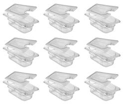 Conj 12 Cuba Gastronômica Policarbonato GN 1/9X65 mm 590 ML Com TAMPA Em Poli Com ABERTURA CAMBRO Conj 12 Cuba Gastronômica Policarbonato GN 1/9X65 mm 590 ML Com TAMPA Em Poli Com ABERTURA CAMBRO