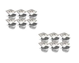 CONJ 12 CUBAS Gastronômicas Em INOX 1/6x65 mm 900 ml + 12 TAMPAS INOX Com ABERTURA Para COLHER ZAHAV