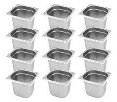 CONJ 12 CUBAS Gastronômicas Em Inox GN 1/6x150 mm 2,2 Litros Sem TAMPA ZAHAV