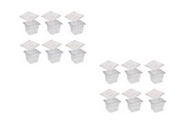 CONJ 12 CUBAS Gastronômicas Em POLICARBONATO GN 1/6X100 mm 1,5 Litros + 12 TAMPAS 1/6 Em POLI Sem ABERTURA CAMBRO