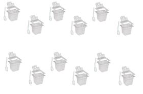 CONJ 12 CUBAS Gastronômicas Em POLICARBONATO GN 1/6X150 mm 2,2 L + 12 TAMPAS POLI Com FLIP DOBRADIÇA e ABERTURA CAMBRO + COLHERES 20 cm SB