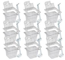 Conj 15 Cuba Gastronômica Poli1/6X100mm 1,5L Tampa Dobradiça e Abertura CAMBRO + Concha 21 cm