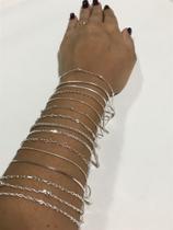 Conj. 15 Pulseira Prata Maciça 925 Bolinha Laminada Elo