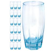 Conj. 18 Copos Luxo 370ml Flórida Vidro Azul Grosso Água