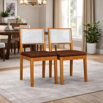 Conj 2 cadeiras betina mad eucalipto ass estofado/enc telinha Conj 2 cadeiras betina mad eucalipto ass estofado/enc telinha