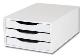 Conj. 2 Caixa Arquivo Gaveteiro em MDF Branco com 3 Gavetas Brancas Souza Referência 3305