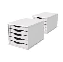 CONJ. 2 Caixas Arquivo Gaveteiros Em MDF Branca Com 5 Gavetas Brancas Referência 3306 SOUZA