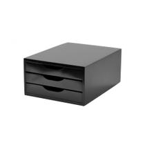 Conj. 2 Caixas Arquivos Gaveteiro Em MDF Black Piano Com 3 Gavetas Black 3362 - Souza