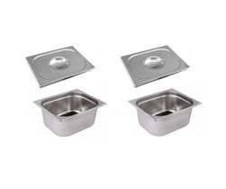 CONJ 2 CUBAS Gastronômicas Em INOX GN 1/2x200 mm 12 Litros + 2 TAMPAS 1/2 Em INOX SEM ABERTURA ZAHAV