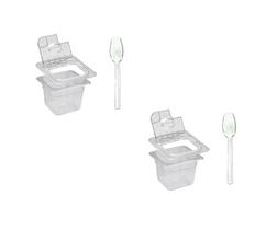 CONJ 2 CUBAS Gastronômicas Em POLICARONATO GN 1/6X100 mm 1,5 Litros + 2 TAMPAS 1/6 Em POLI Com FLIP, DOBRADIÇA e ABERTURA SB + 2 COLHERES 21 cm SB CONJ 2 CUBAS Gastronômicas Em POLICARONATO GN 1/6X100 mm 1,5 Litros + 2 TAMPAS 1/6 Em POLI Com FLIP, DOBRADIÇA e ABERTURA SB + 2 COLHERES 21 cm SB
