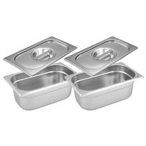 CONJ 2 CUBAS Gastronômicas Inox GN 1/3x100 mm 3,3 Litros + 2 TAMPAS 1/3 Em Inox ZAHAV
