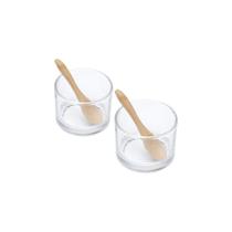 Conj 2 molheiras de vidro c/2 colheres de bambu