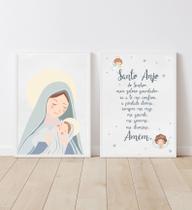 Conj 2 Quadros Infantil Bebê Nossa Senhora e Oração Menino Conj 2 Quadros Infantil Bebê Nossa Senhora e Oração Menino