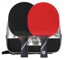 Conj 2 Raquetes Tênis De Mesa Ping Pong Kokutaku X6 Com Case
