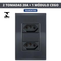 Conj 2 tomada 20a/250v liz grafite tramontina