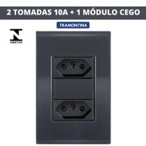 Conj 2 tomadas 10a/250v liz grafite tramontina