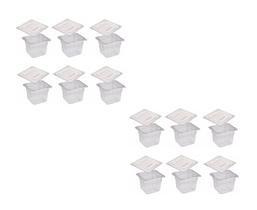 CONJ 20 CUBAS Gastronômicas Em POLICARBONATO GN 1/6X100 mm 1,5 Litros + 20 TAMPAS 1/6 Em POLI Sem ABERTURA CAMBRO