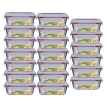 Conj. 20 Potes Vidro Retangular Mantimentos 640ml Canelado