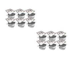 CONJ 21 CUBAS Gastronômicas Em INOX GN 1/6x65 mm 900 ml + 21 TAMPAS 1/6 Em INOX 1/6 Sem ABERTURA ZAHAV