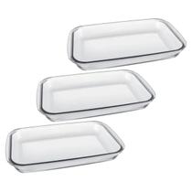 Conj. 3 Assadeiras Retangular De Vidro Casa Vitaud 2,2L