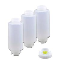 Conj 3 Bisnagas 946 ml (32 Oz) FIFO Bootle Canadá Original Bico NSF Com Válvula Removível AMARELA Para Molhos e Caldas de Consistência MÉDIA