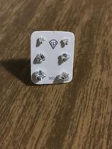Conj. 3 Brinco Prata Maciça 925 Pedra Zirconia Coração Conj. 3 Brinco Prata Maciça 925 Pedra Zirconia Coração