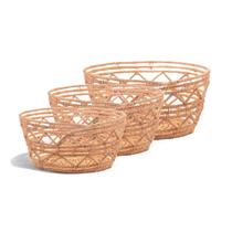 Conj 3 Cestas Redonda 5482 Palm Fibra Natural Lyor Design