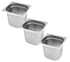 CONJ 3 CUBAS Gastronômicas Em INOX GN 1/6x150mm 2,2 Litros Sem TAMPA ZAHAV