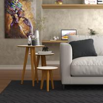 Conj 3 Mesas 4303 Pés Palito Ofertamo Sala Off White Freijo