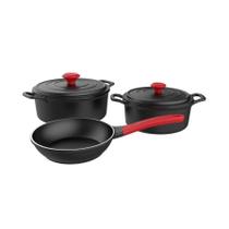 Conj. 3 Panelas De Alumínio Fetti Com Tampa De Alumínio Conj. 3 Panelas De Alumínio Fetti Com Tampa De Alumínio