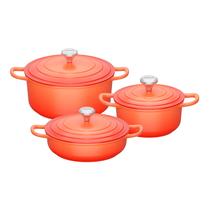 Conj. 3 Panelas Indução com Revestimento Cerâmico Florença Laranja Lehavi