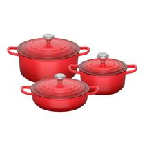 Conj. 3 Panelas Indução com Revestimento Cerâmico Florença Vermelho Lehavi